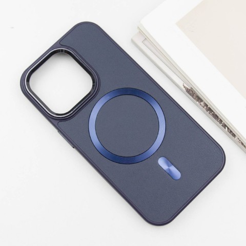 Шкіряний чохол SnapCase with MagSafe для Apple iPhone 15 Pro Max (6.7") Dark Blue