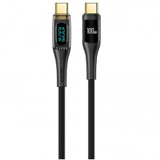 Дата кабель USAMS US-SJ590 Type-C to Type-C PD 100W Transparent Digital Display Cable (1.2m) Black