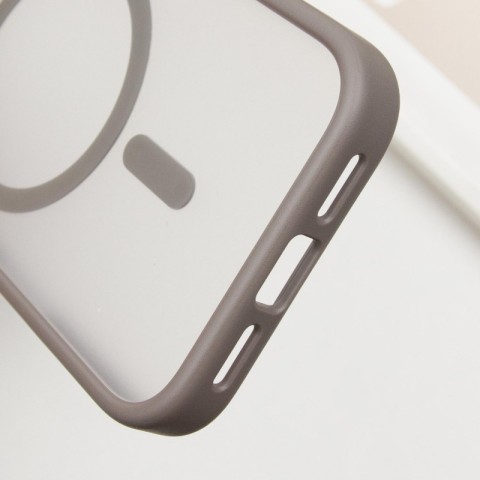 TPU+PC чохол Metal Buttons with MagSafe для Apple iPhone 16 (6.1") Сірий