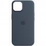 Чохол Silicone case (AAA) full with Magsafe and Animation для Apple iPhone 14 (6.1") Синій / Storm Blue