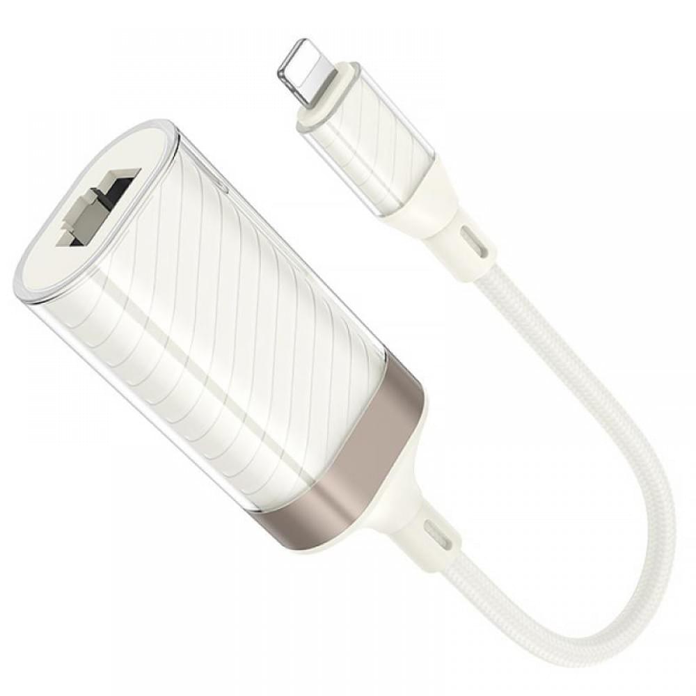 Перехідник Hoco UA41A Crystal Lightning to RJ45 100 Mbs (0.15m) Apricot