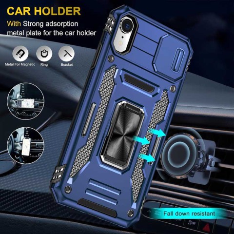 Ударостійкий чохол Camshield Army Ring для Apple iPhone XR (6.1") Синій / Navy