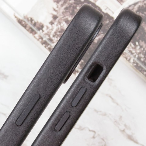 Шкіряний чохол Leather Case (AAA) with MagSafe and Animation для Apple iPhone 13 (6.1") Midnight