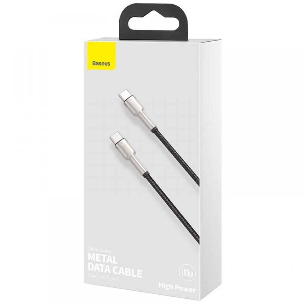 Дата кабель Baseus Cafule Series Metal Type-C to Type-C 100W (2m) (CATJK-D) Чорний