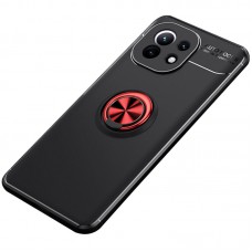 TPU чохол Deen ColorRing під магнітний тримач (opp) для Xiaomi Mi 11 Чорний / Червоний