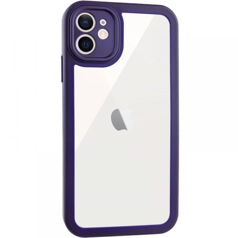 TPU чохол Transparent + Colour 1,5mm для Apple iPhone 12 (6.1") Purple