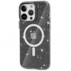 Чохол TPU Galaxy Sparkle (MagFit) для Apple iPhone 15 Pro Max (6.7") Black+Glitter