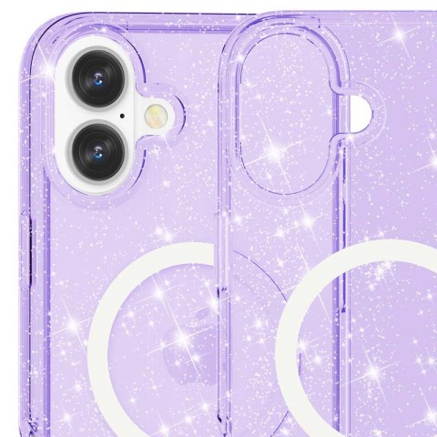 Чохол TPU Galaxy Sparkle (MagFit) для Apple iPhone 16 Plus (6.7") Purple+Glitter