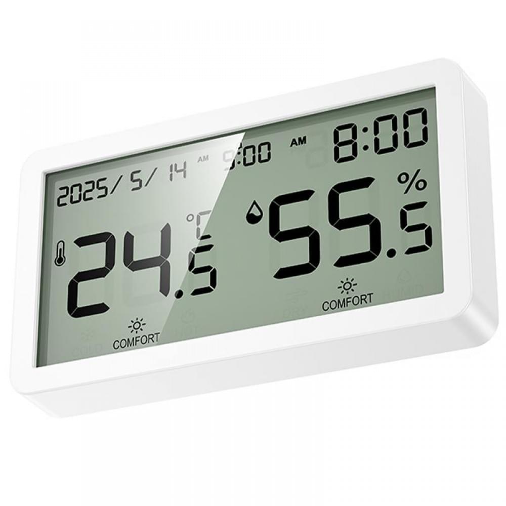 Електронний термогігрометр + годинник Hoco HX42 Indoor White