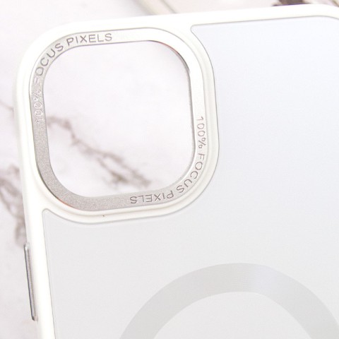 Чохол TPU+Glass Sapphire Midnight Open Camera with MagSafe для Apple iPhone 15 Plus (6.7") Білий / White