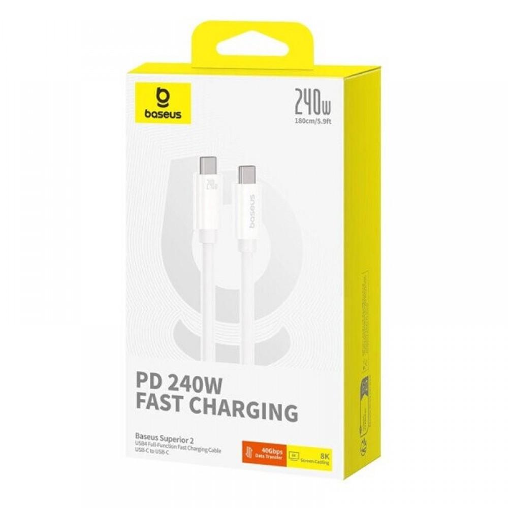 Дата кабель Baseus Superior 2 USB4 Full-Function Type-C to Type-C 240W (1.8m) (P10365200211-05) Moon White