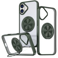 TPU+PC чохол Metal Ring with MagSafe для Apple iPhone 16 (6.1") Зелений