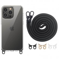 Чохол TPU Transparent with Straps для Apple iPhone 15 Pro (6.1") Black