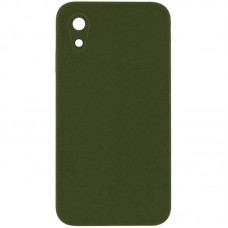 Silicone Case Square Full Camera Protective (AA) NOLOGO для Apple iPhone XR (6.1") Зелений / Dark Olive