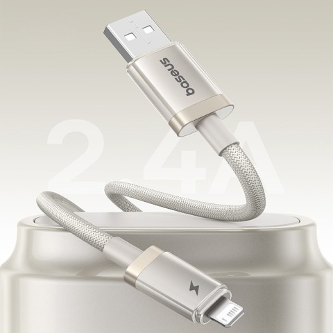 Дата кабель Baseus Titanium Alloy Fast Charging USB to Lightning 2.4A (1m) (P10378102) Galaxy Titanium Gold