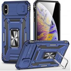 Ударостійкий чохол Camshield Army Ring для Apple iPhone X / XS (5.8") Синій / Navy