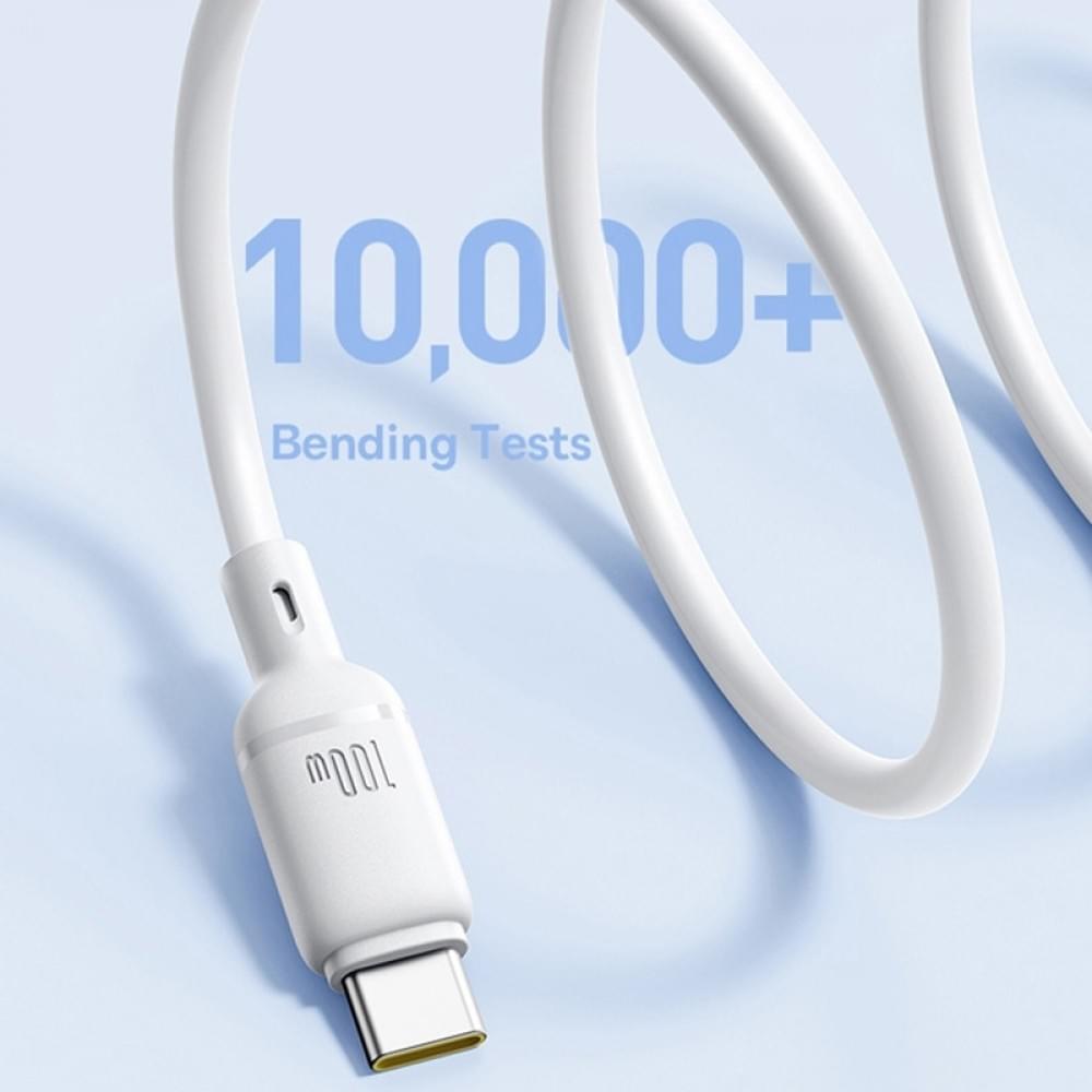 Дата кабель Baseus Silky Series OS Fast Charging USB to Type-C 100W (1m) (P10377703) Moon White