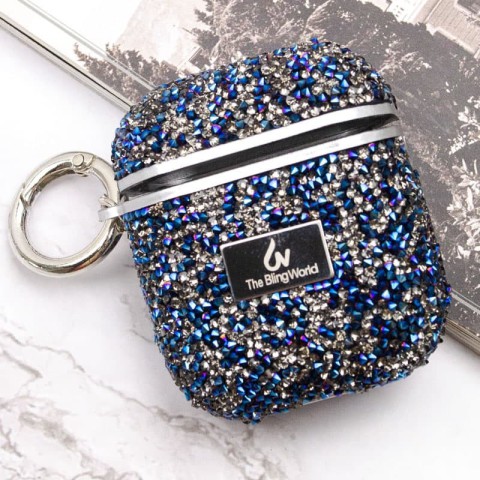 TPU чохол Bling World Rock Diamond для навушників AirPods 1/2 Синій