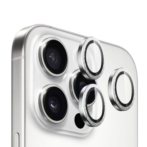 Захисне скло BlueO Metal на камеру для Apple iPhone 16 Pro / 16 Pro Max / 15 Pro / 15 Pro Max Срібний / Silver Diamond