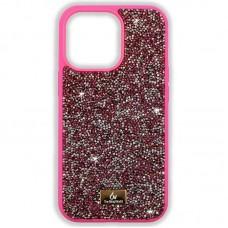TPU чохол Bling World Rock Diamond для Apple iPhone 15 Pro (6.1") Яскраво-рожевий