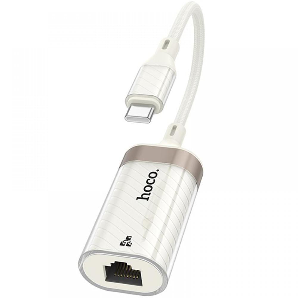 Перехідник Hoco UA41B Crystal Type-C to RJ45 100 Mbs (0.15m) Apricot