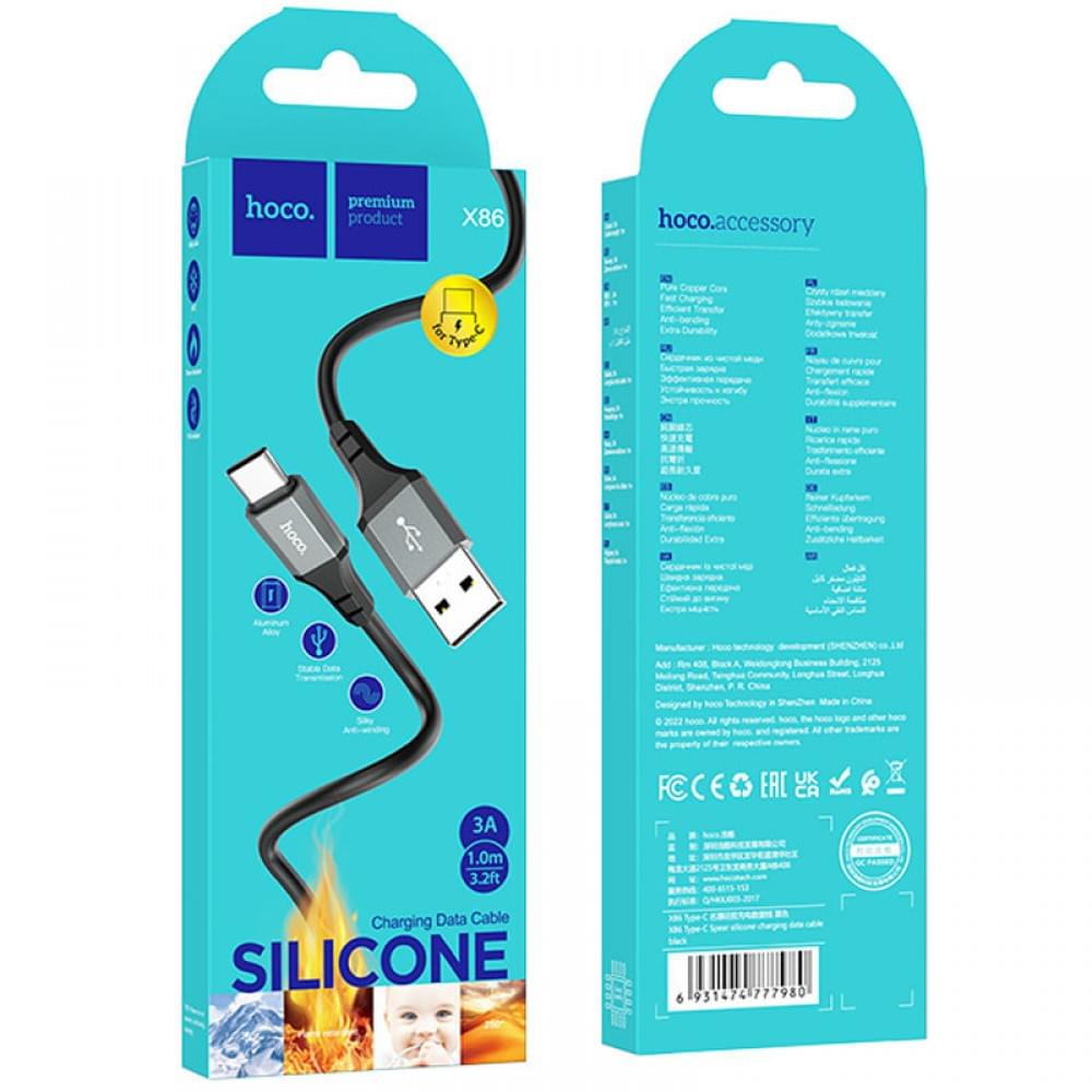 Дата кабель Hoco X86 Spear USB to Type-C (1m) Black