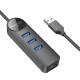 Перехідник Borofone DH6 Erudite 4in1 Gigabit Ethernet (USB to USB3.0*3+RJ45) (0.2m) Black