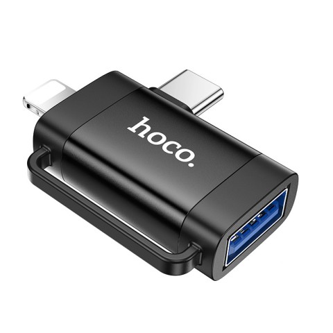 Перехідник Hoco UA31F OTG 2in1 Lightning male/Type-C male to USB female Black