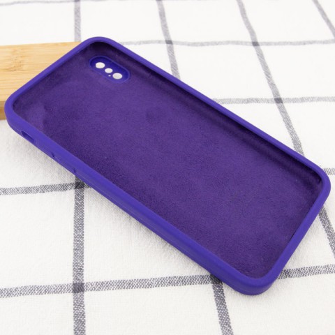 Чохол Silicone Case Square Full Camera Protective (AA) для Apple iPhone X / XS (5.8") Фіолетовий / Ultra Violet