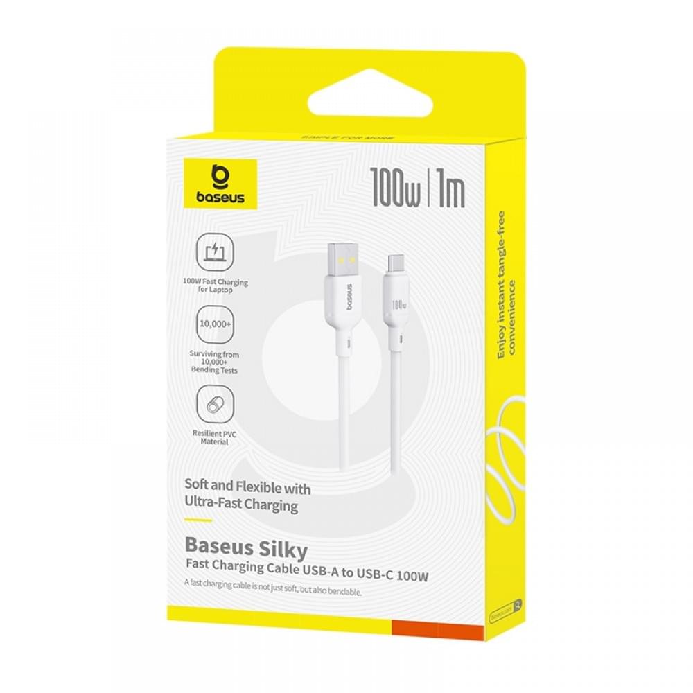 Дата кабель Baseus Silky Series OS Fast Charging USB to Type-C 100W (1m) (P10377703) Moon White