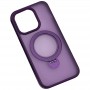 TPU+PC чохол Metal Buttons with MagSafe Colorful HQ Ring для Apple iPhone 15 Pro (6.1") Purple