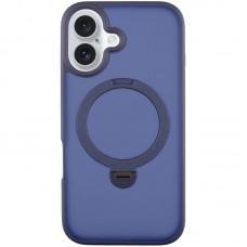 TPU+PC чохол Metal Buttons with MagSafe Colorful HQ Ring для Apple iPhone 16 (6.1") Dark Blue