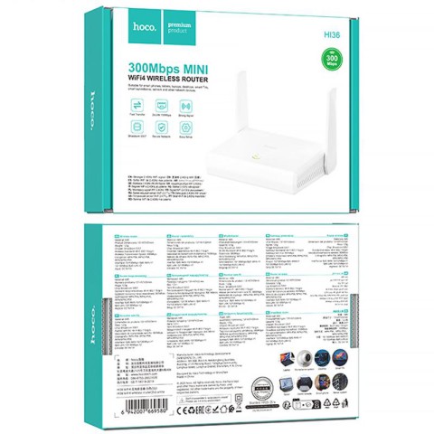 Маршрутизатор (роутер) Hoco HI36 WiFi4 600Mbs White