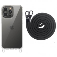 Чохол TPU Transparent with Straps для Apple iPhone 12 Pro / 12 (6.1") Black