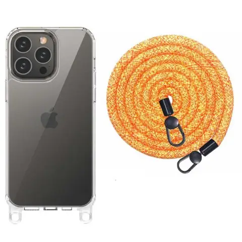 Чохол TPU Transparent with Straps для Apple iPhone 14 Pro (6.1") Orange / White