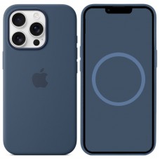 Чохол Silicone case (AAA) with Magsafe and Animation (button) для Apple iPhone 16 Pro (6.3") Denim