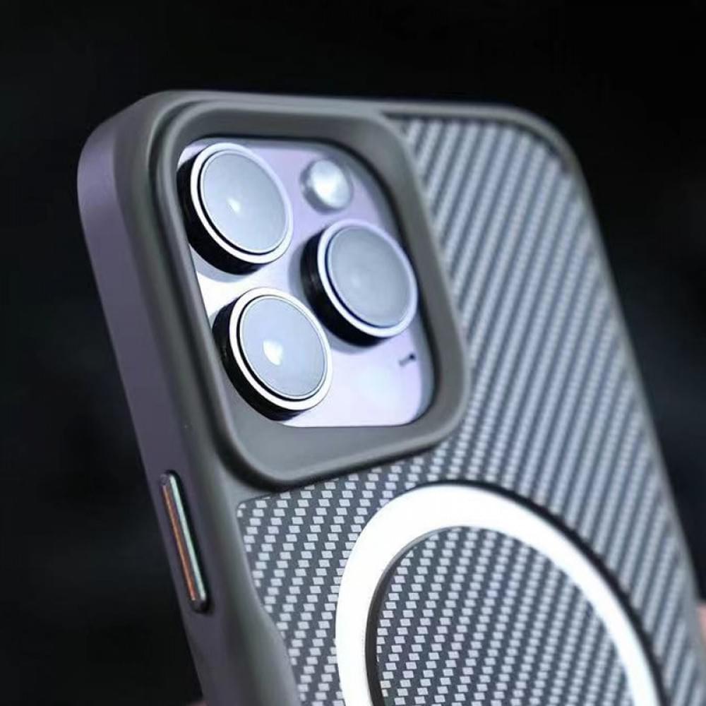 TPU+PC чехол Metal Buttons with MagSafe Carbon Ring для Apple iPhone 16 Pro Max (6.9")