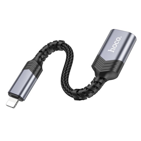 Перехідник Hoco UA24 Lightning male to USB female 2.0 Metal gray
