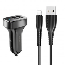 АЗП Usams C13 2.1A Dual USB + U35 Lightning cable (1m) Чорний