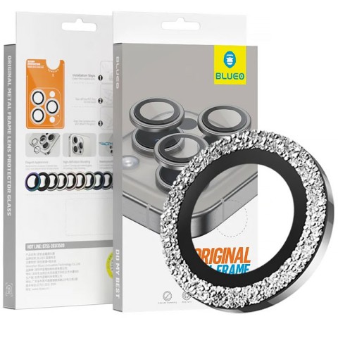 Захисне скло BlueO Metal на камеру для Apple iPhone 16 Pro / 16 Pro Max / 15 Pro / 15 Pro Max Срібний / Silver Diamond