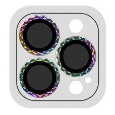 Захисне скло Metal Shine на камеру (в упак.) для Apple iPhone 14 Pro (6.1") / 14 Pro Max (6.7") Бузковий / Rainbow