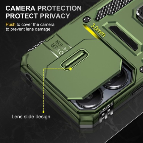 Ударостійкий чохол Camshield Army Ring для Xiaomi Redmi Note 13 Pro 4G / 14s / Poco M6 Pro 4G Оливковий / Army Green