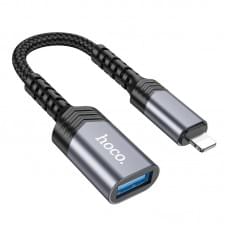 Перехідник Hoco UA24 Lightning male to USB female 2.0 Metal gray
