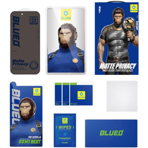 Захисне 2.5D скло Blueo Full Cover Anti-Peep Matte для Apple iPhone 17 Air (6.5") Чорний