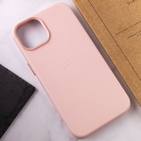 Шкіряний чохол Leather Case (AA Plus) with MagSafe для Apple iPhone 14 (6.1") Sand Pink