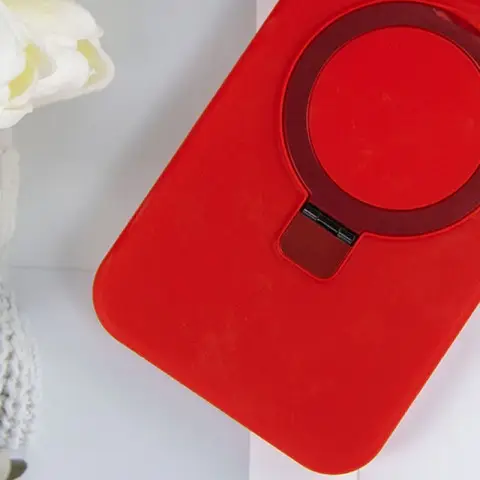 Чохол Silicone Case Full Protective NO LOGO with Ring для Apple iPhone 15 (6.1") Red