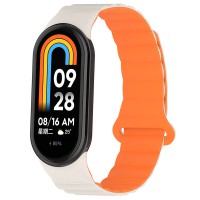 Ремінець Dual-color Magnetic для Xiaomi Mi Band 9/8/10 White / Orange