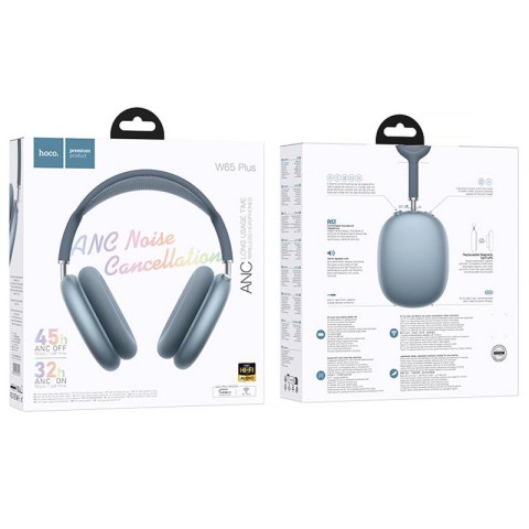 Накладні бездротові навушники Hoco W65 Plus Happy ANC Blue