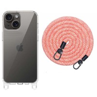 Чохол TPU Transparent with Straps для Apple iPhone 13 / 14 (6.1") Red / White