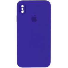 Чохол Silicone Case Square Full Camera Protective (AA) для Apple iPhone X / XS (5.8") Фіолетовий / Ultra Violet